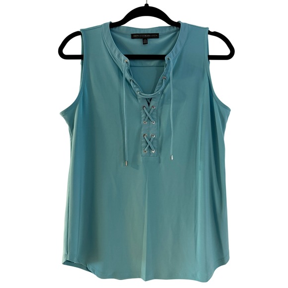 White House Black Market Tops - White House‎ Black Market Teal Lace Up Sleeveless Tank Top Women's M